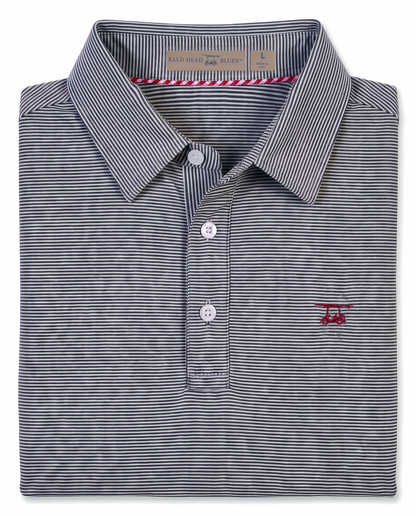 Albatross Polo Heather Black/White Microstripe folded