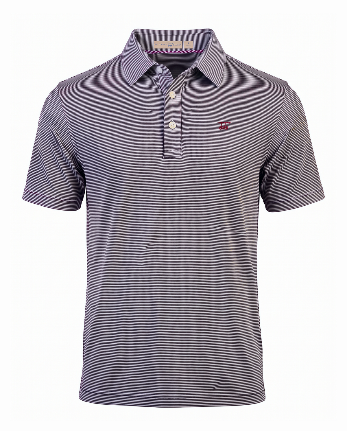 Albatross Polo Heather Black/White Microstripe front
