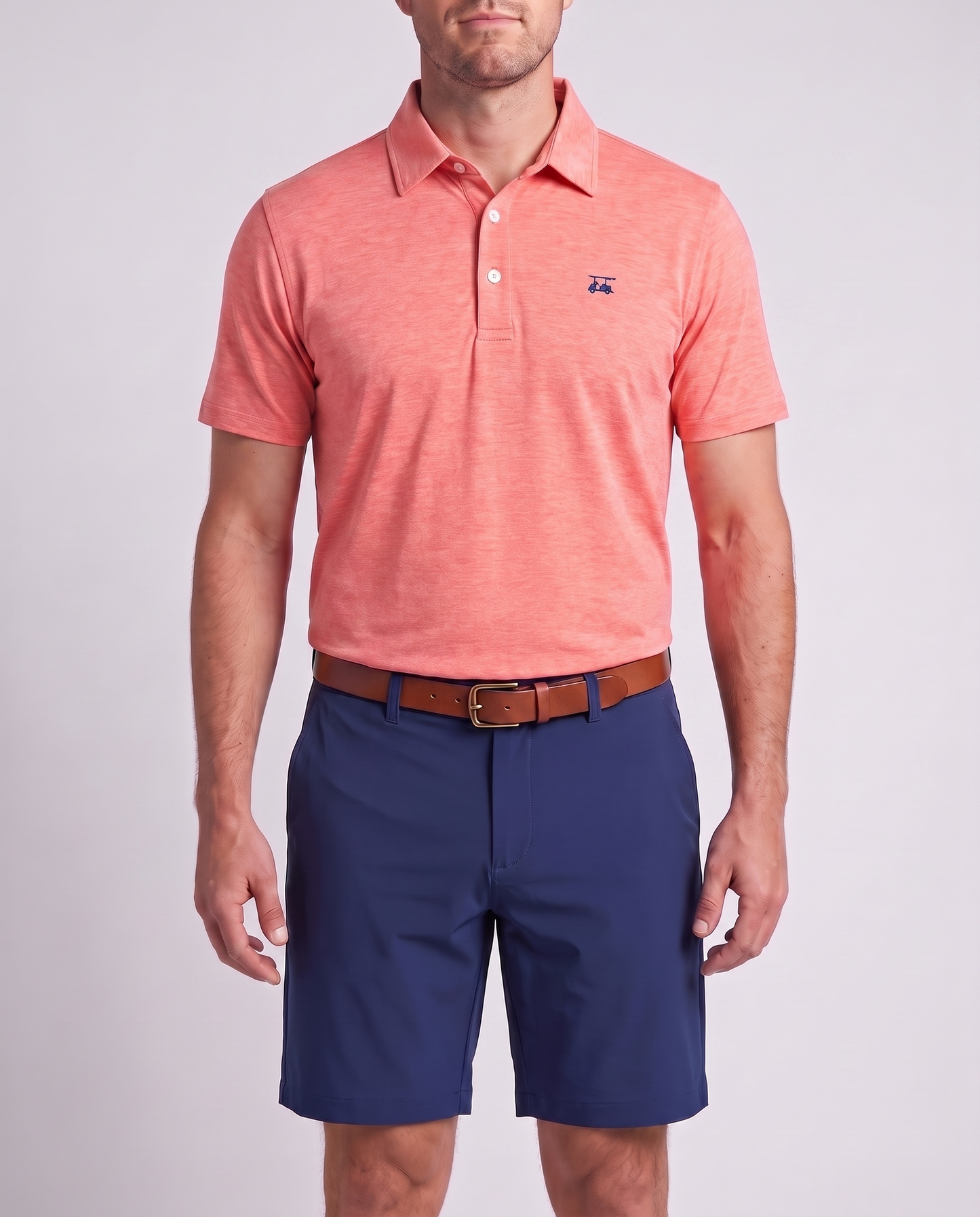 Albatross Polo Heather Coral on model