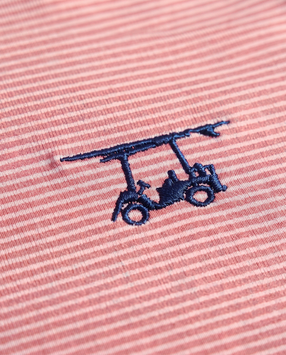 Albatross Polo Heather Coral/White Microstripe logo detail