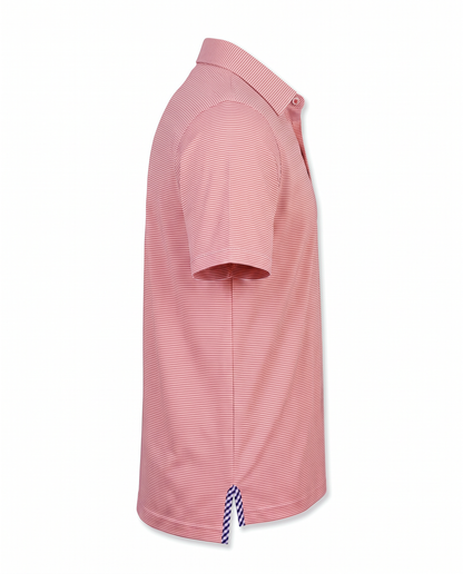 Albatross Polo Heather Coral/White Microstripe side