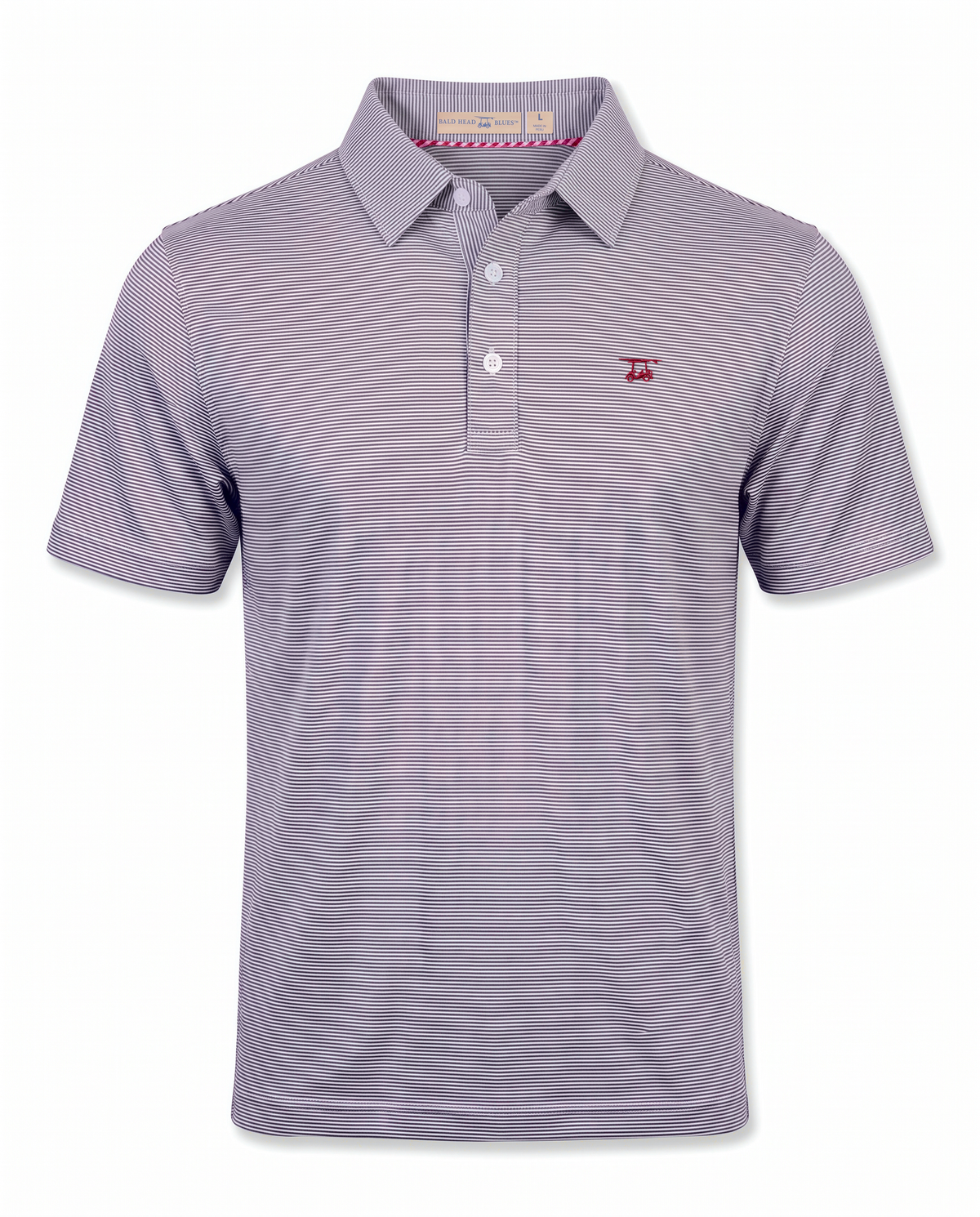 Albatross Polo Heather Medieval/White Microstripe front