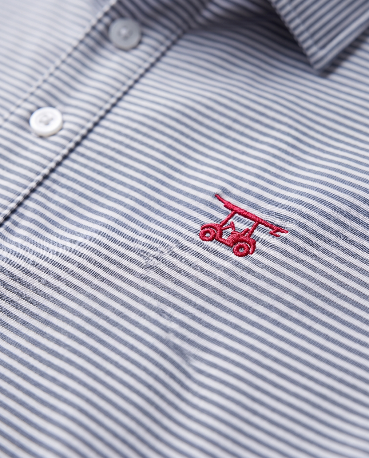 Albatross Polo Heather Medieval White Microstripe logo detail