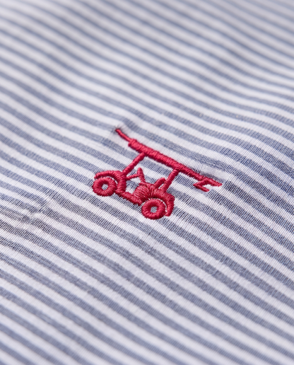 Albatross Polo Heather Regatta White Microstripe logo detail