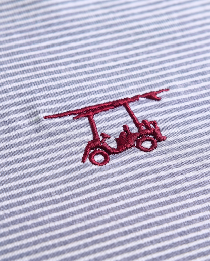 Albatross Polo Heather Regatta/White Microstripe logo detail
