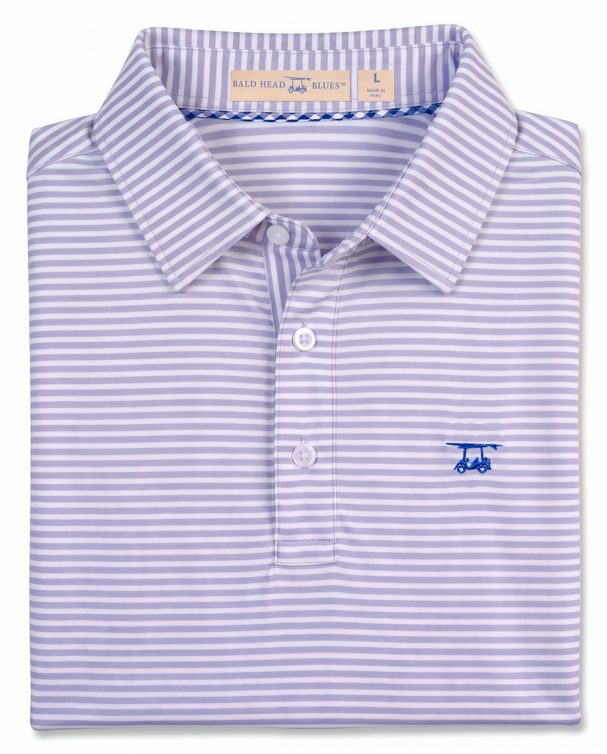 Albatross Polo Lavender/White Feeder Stripe folded