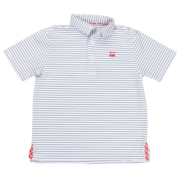 Albatross Youth Polo - Medieval / White Pinstripe
