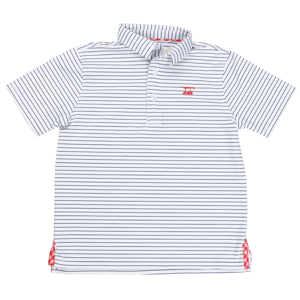 Albatross Youth Polo - Medieval / White Pinstripe