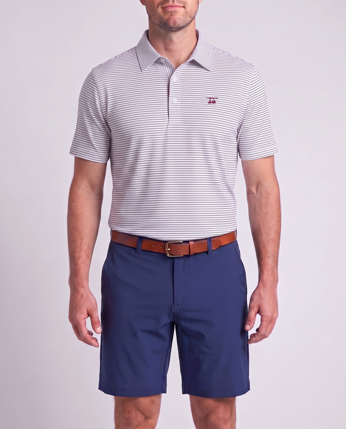 Albatross Polo Medieval/White Pinstripe on model