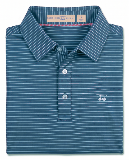 Albatross Polo Azure/Ocean Depths Pinstripe folded
