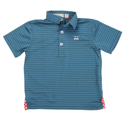 Youth Albatross Polo - Ocean Depth / Azure Blue Pinestripe