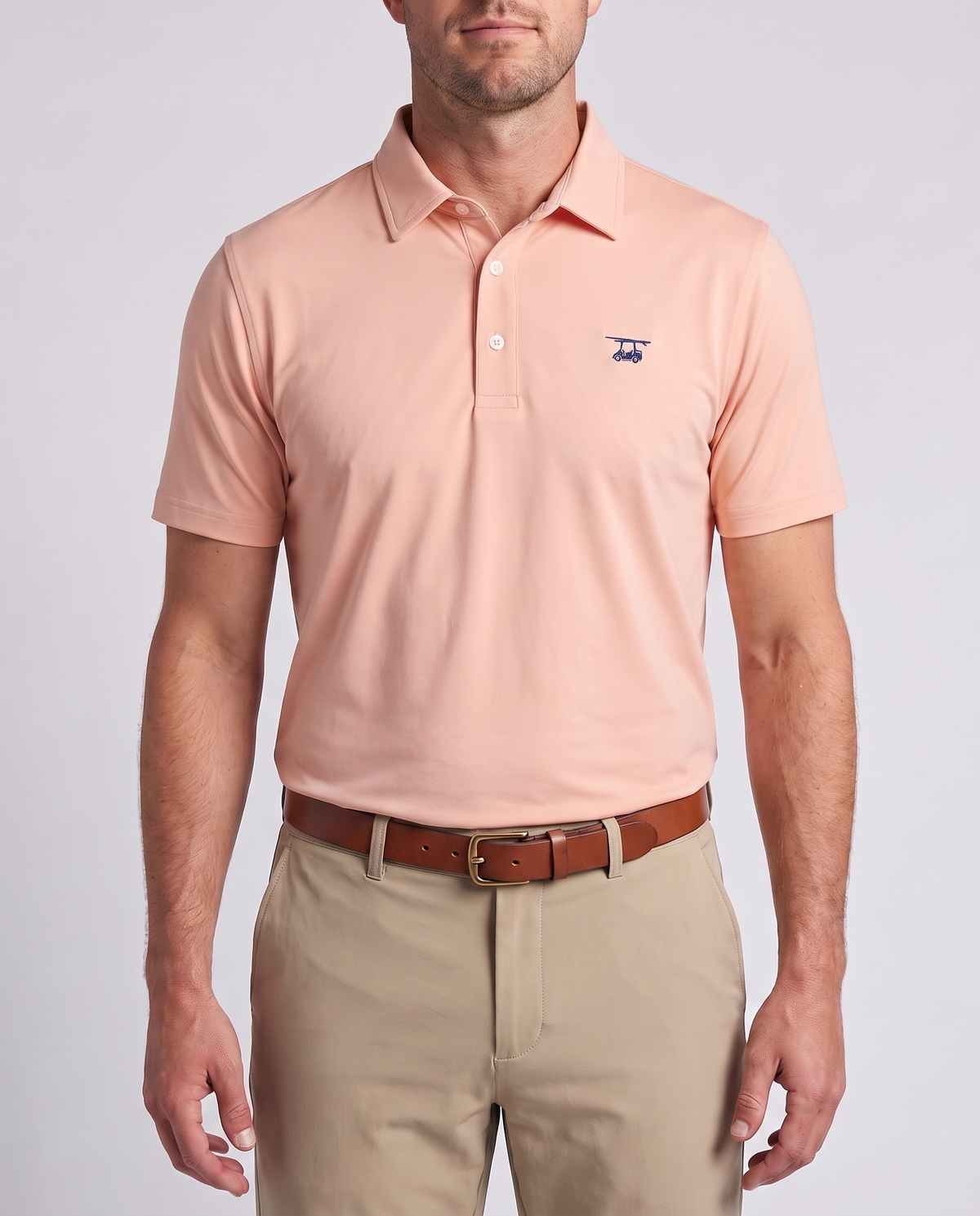 Albatross Polo Peach on model