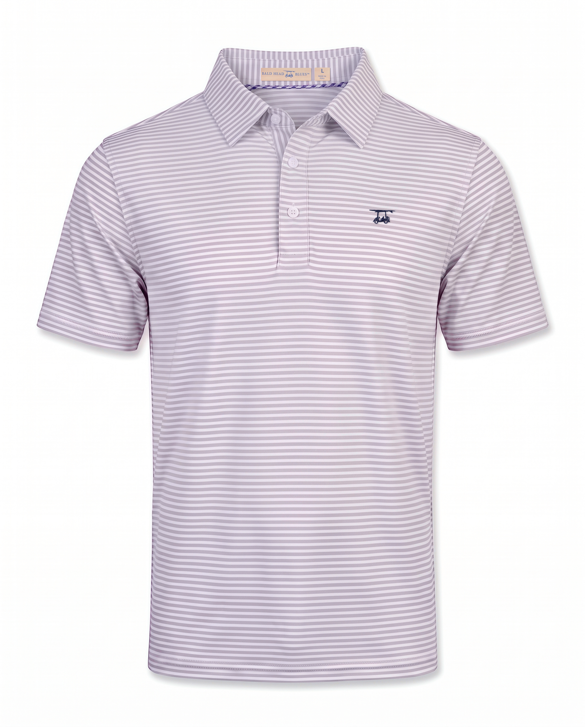 Albatross Polo Pearl Grey/White Feeder Stripe front