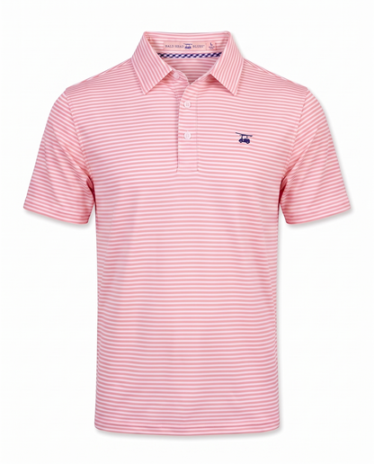 Albatross Polo Feeder Stripe - Pink/Seaglass - Front