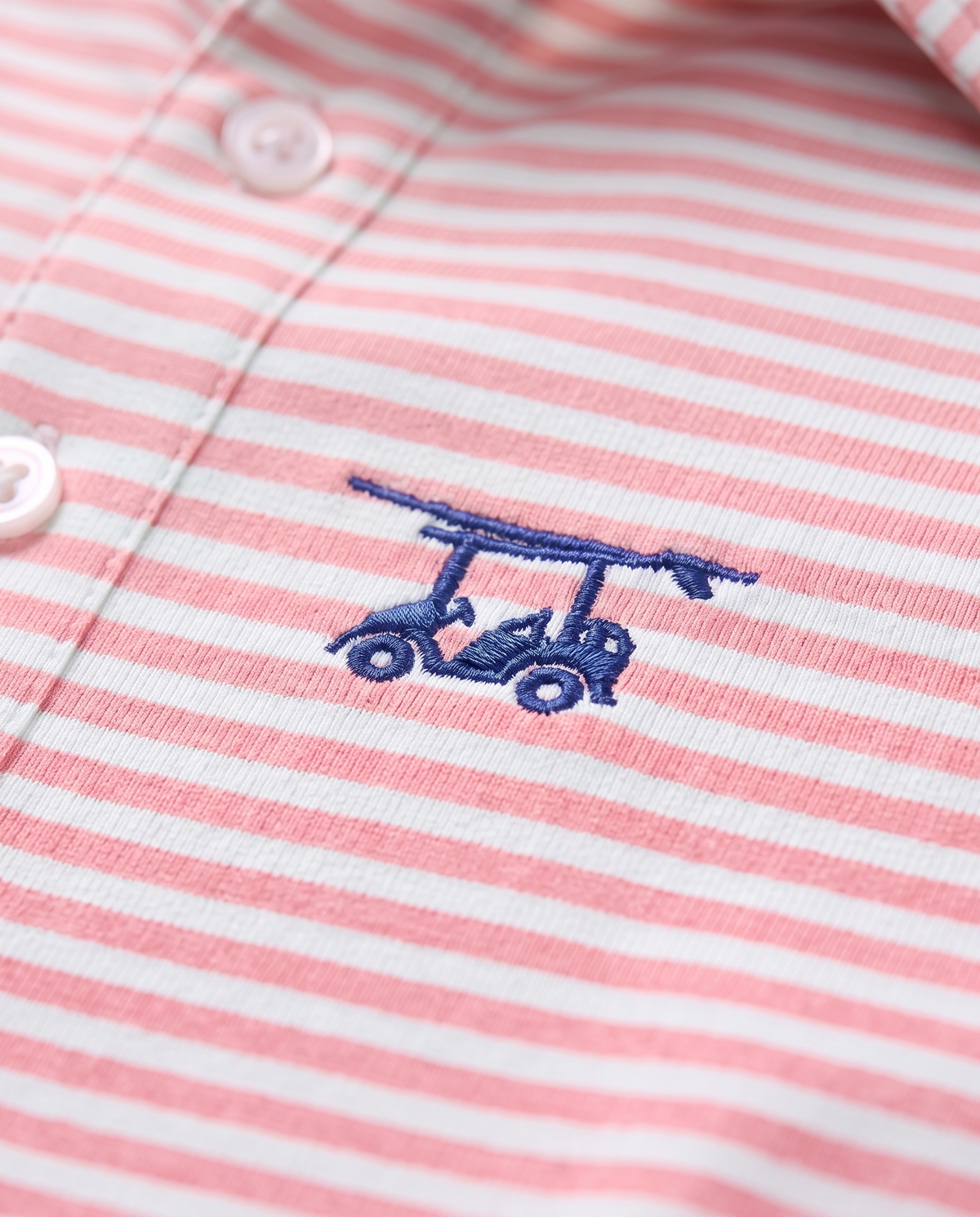 Albatross Polo Feeder Stripe - Pink/Seaglass - Logo