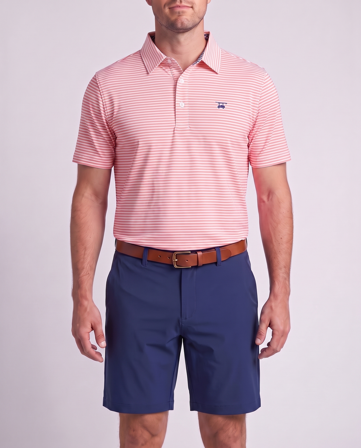 Albatross Polo Feeder Stripe - Peach/White - Model1