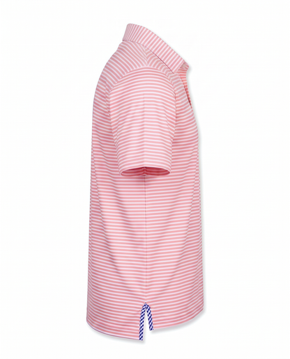 Albatross Polo Peach/White Feeder Stripe side