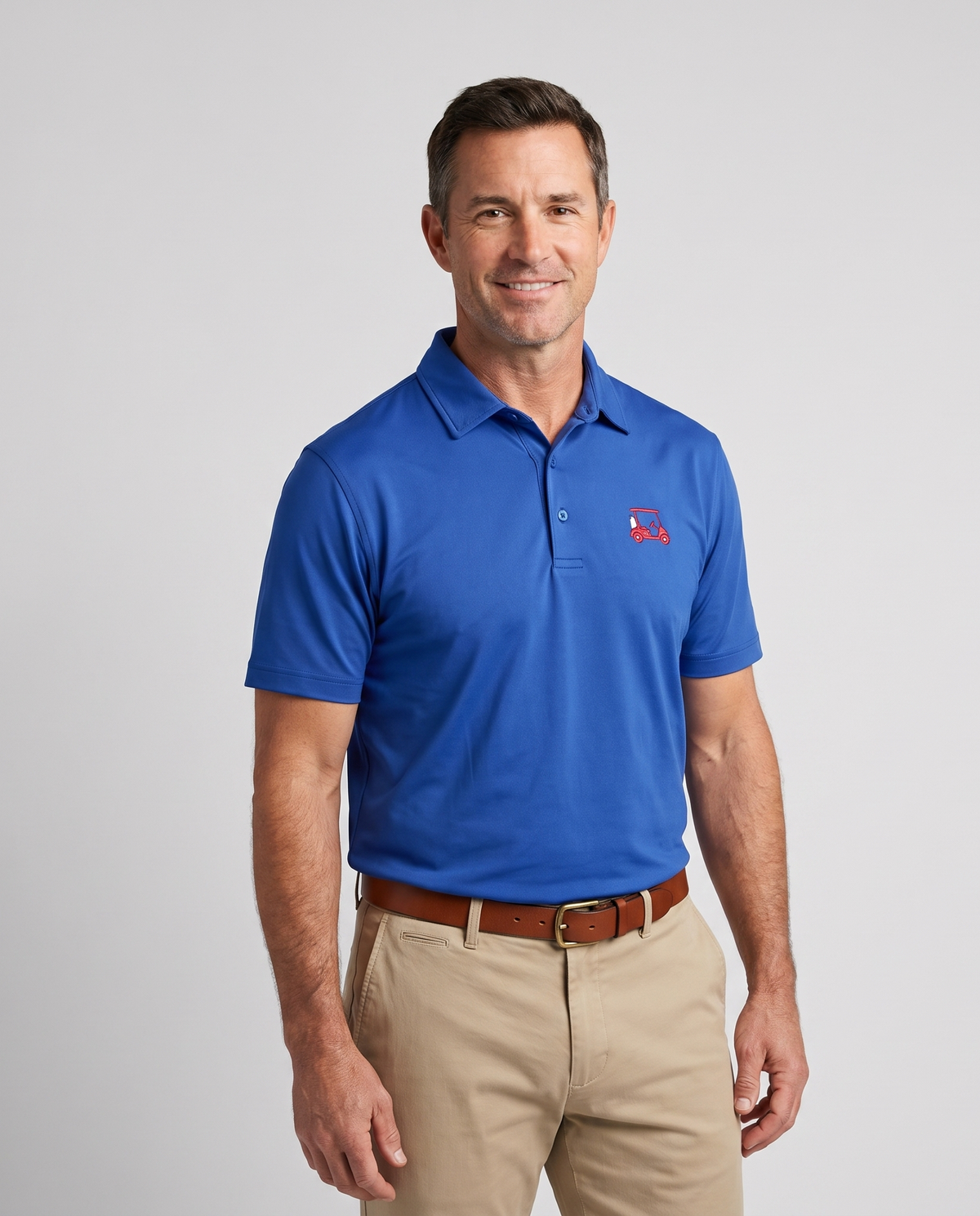Albatross Polo Royal Blue on model angled
