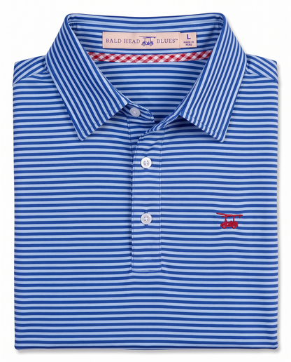 Albatross Polo Feeder Stripe - Royal Blue/Bell - Fold