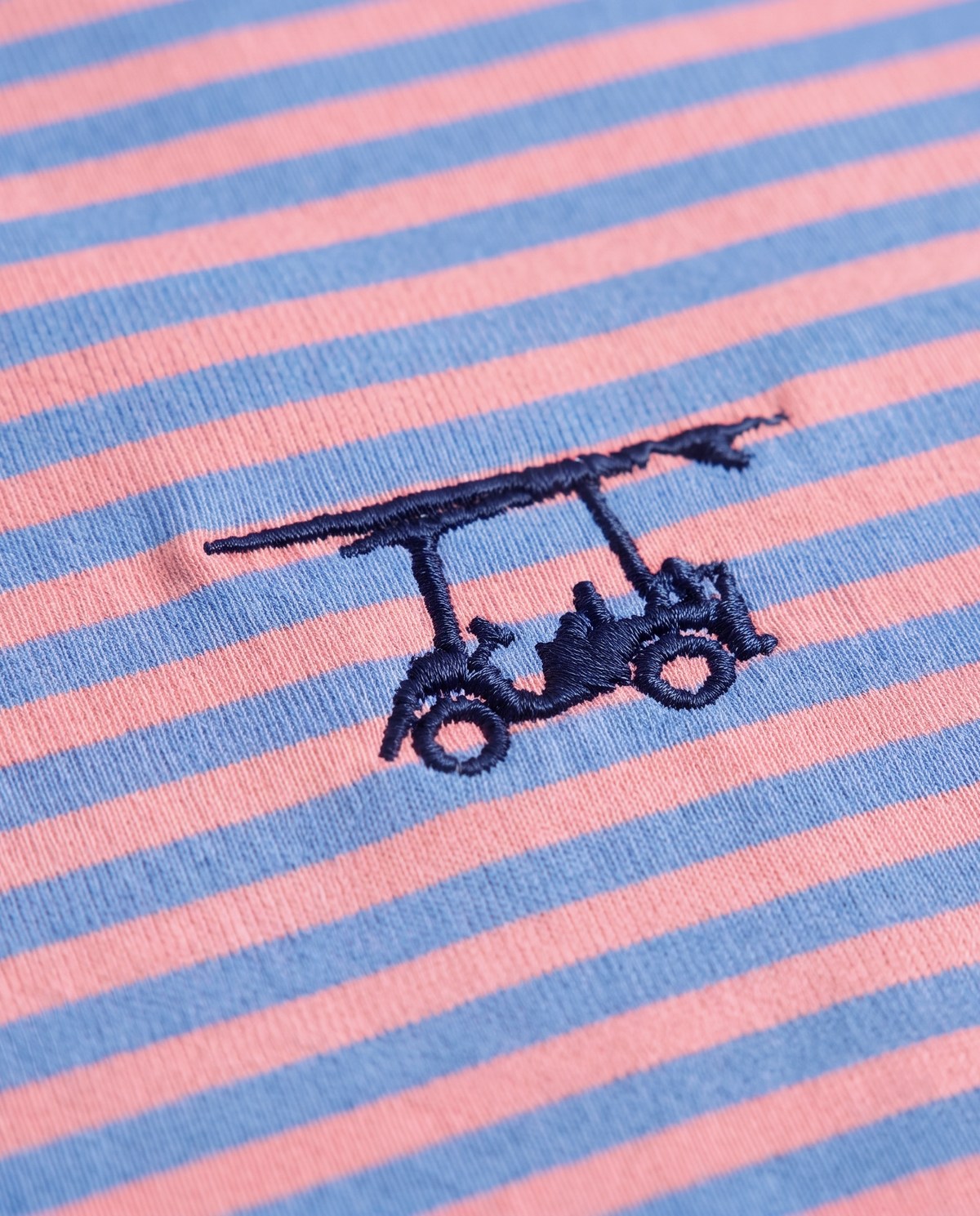 Albatross Polo Coral/Regatta Feeder Stripe logo detail