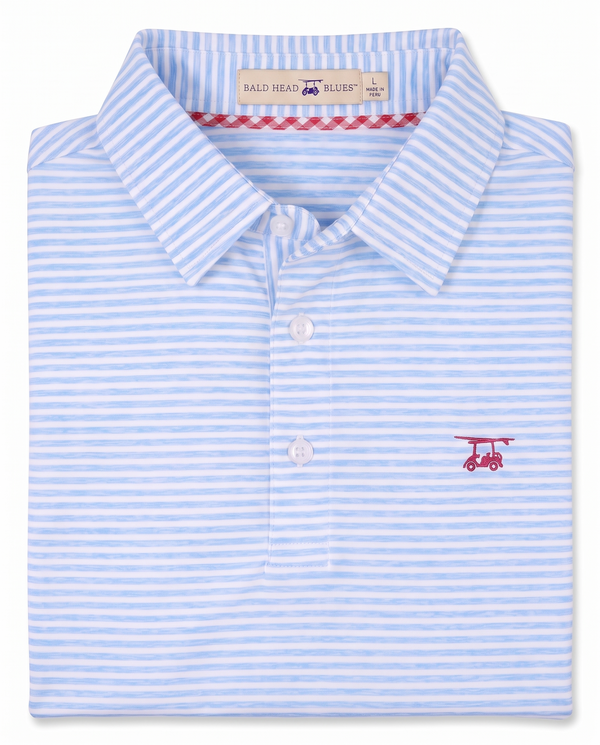 Albatross Polo Heather Bell/White Feeder Stripe folded