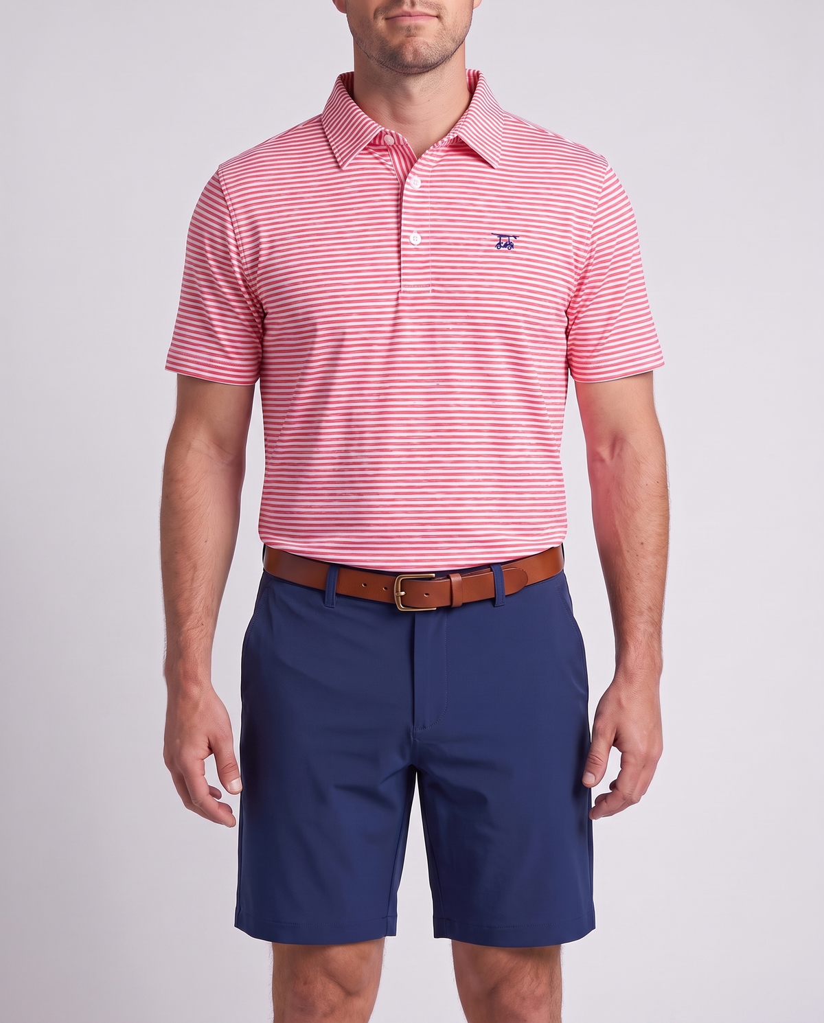 Albatross Polo Heather State Red White Stripe on model