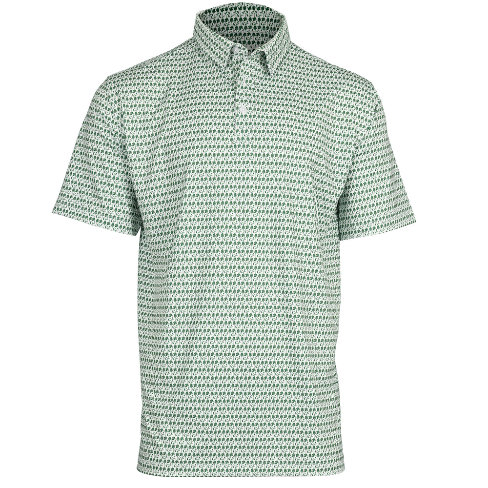 Albatross Polo - Pine Trees All-Over Print - Green / White