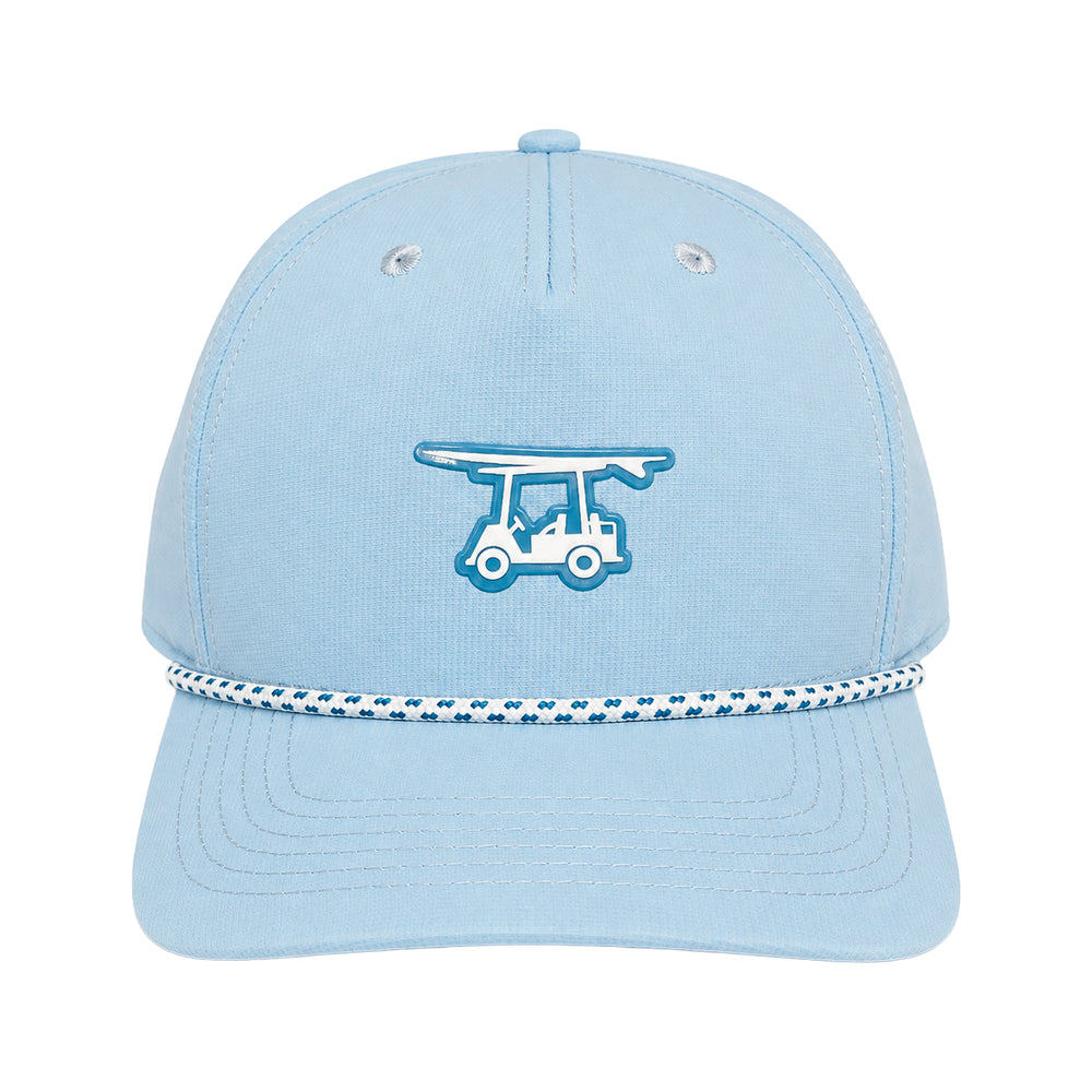 Five Panel Roped Trucker Hat - Light Blue