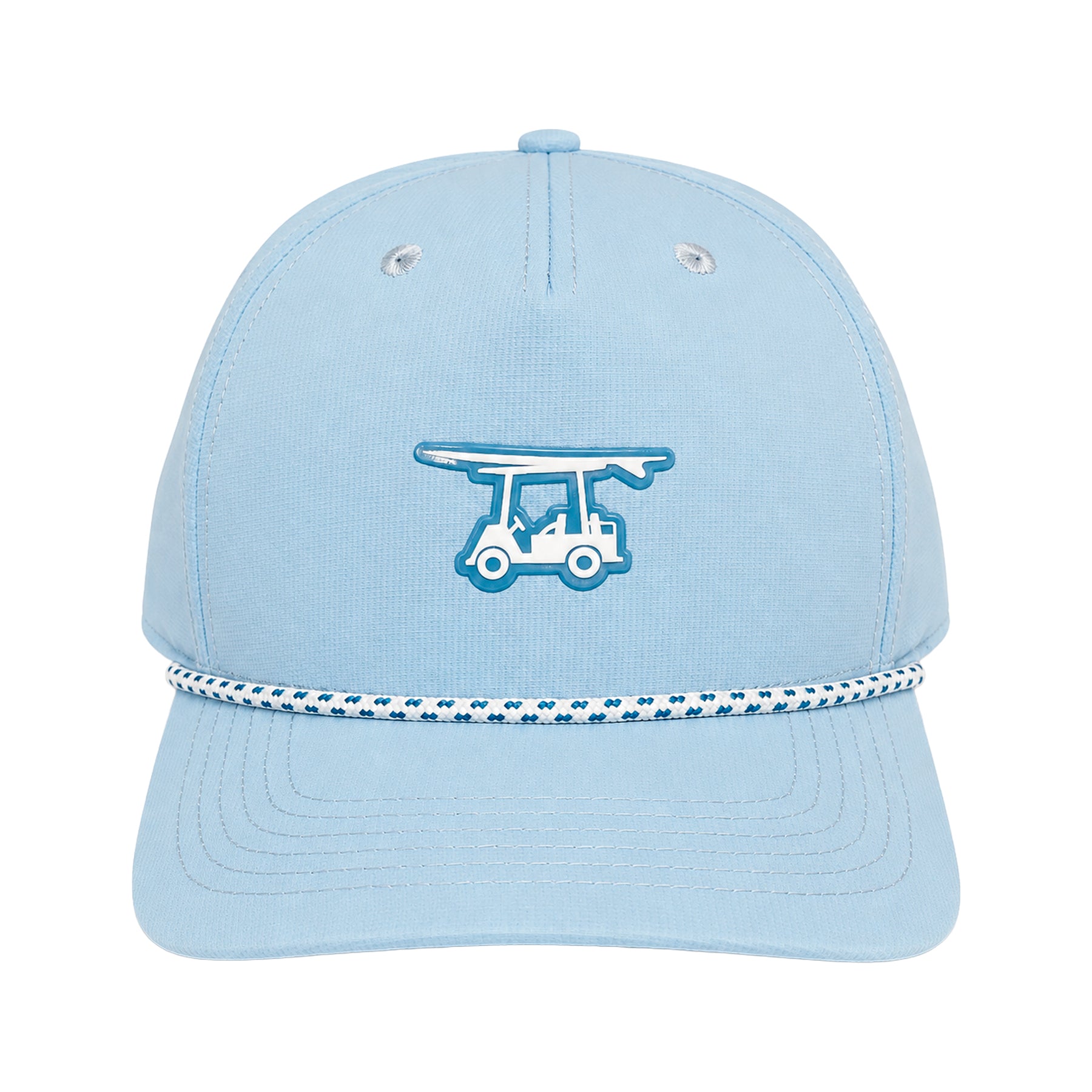 Five Panel Roped Trucker Hat - Light Blue