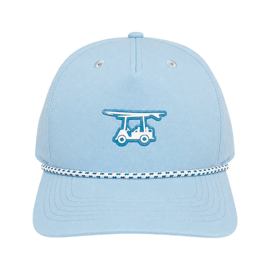 Five Panel Twill Roped Trucker Hat - Light Blue