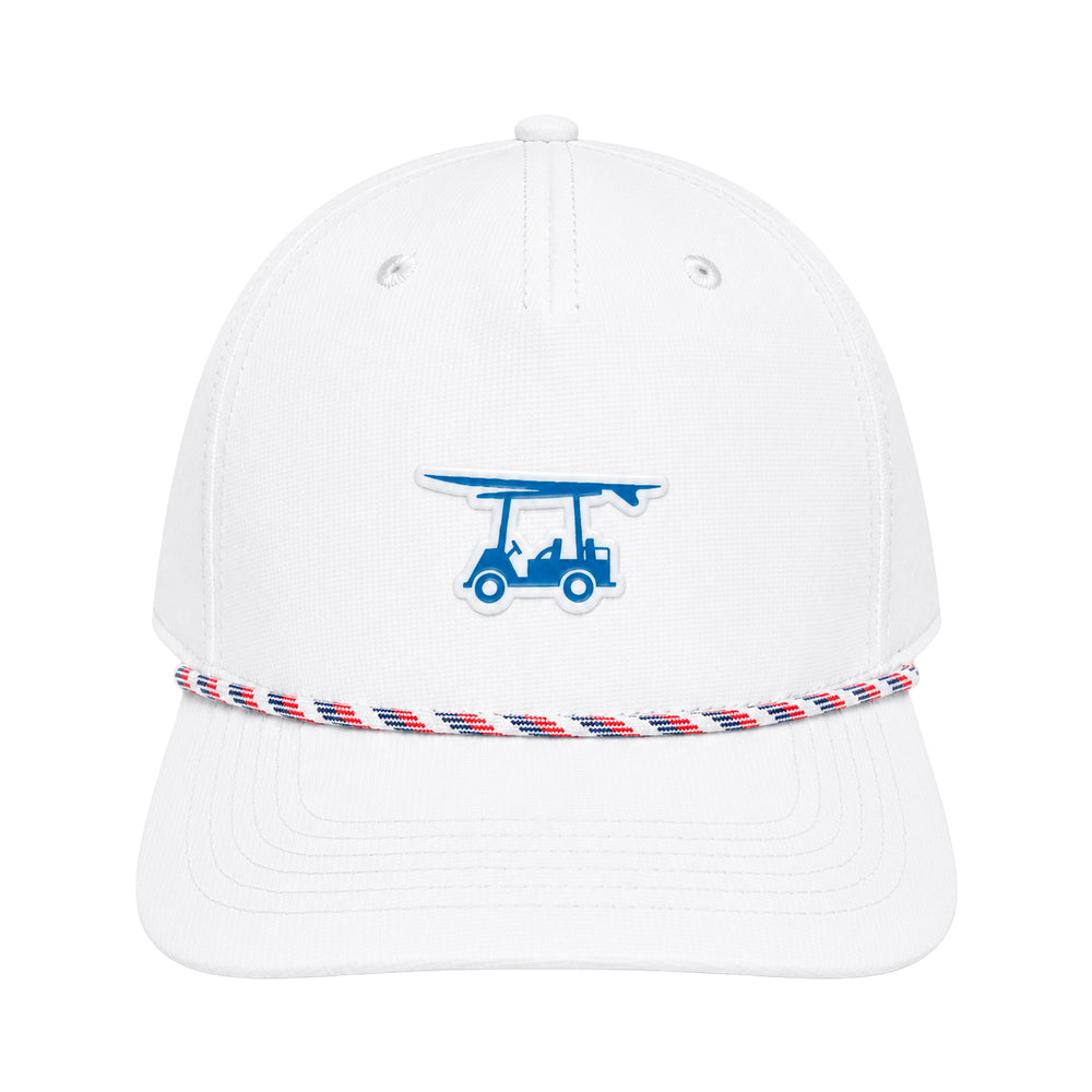 Five Panel Twill Roped Trucker Hat - White