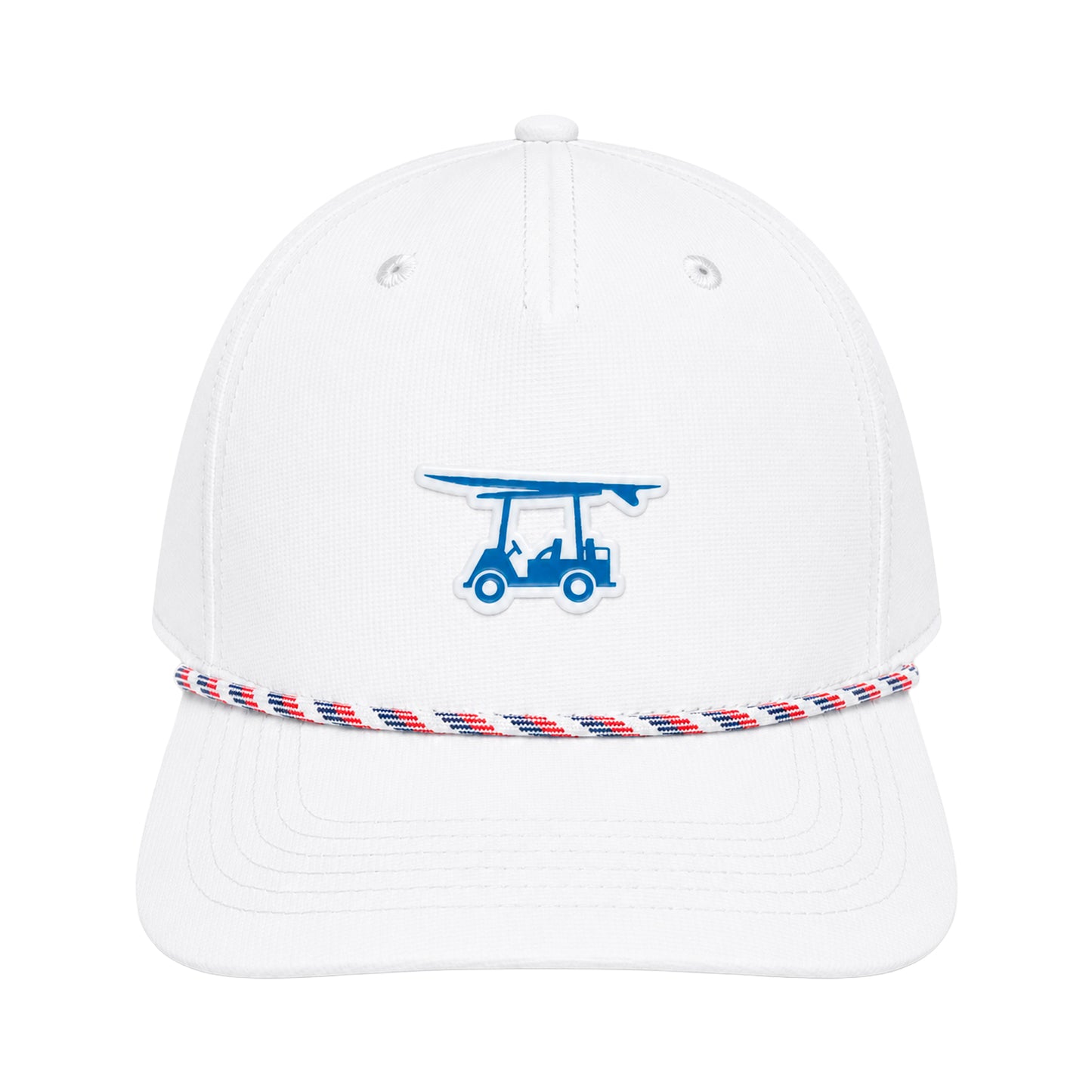 Five Panel Twill Roped Trucker Hat - White