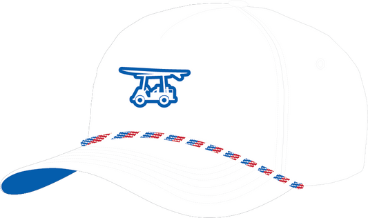 Five Panel Twill Roped Trucker Hat - White