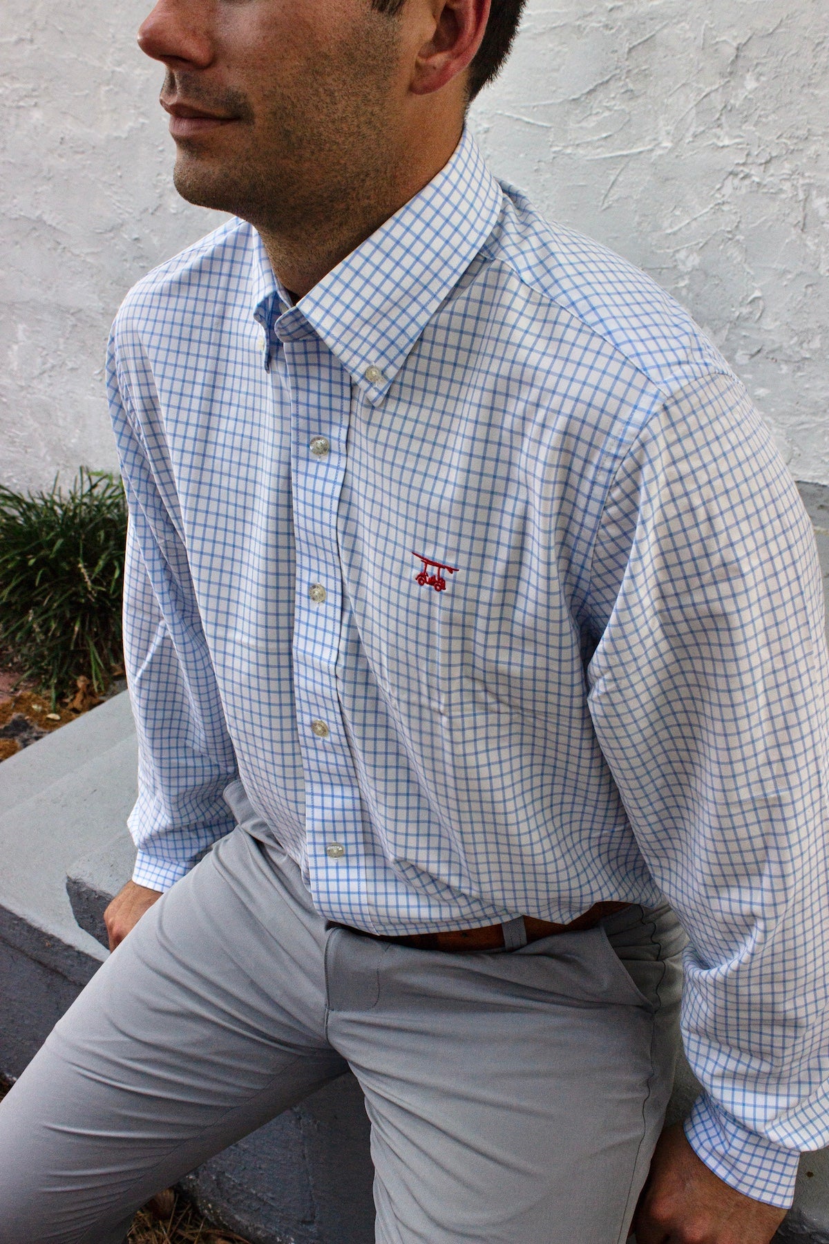 Islander Button Down - White w/ Bell Checks