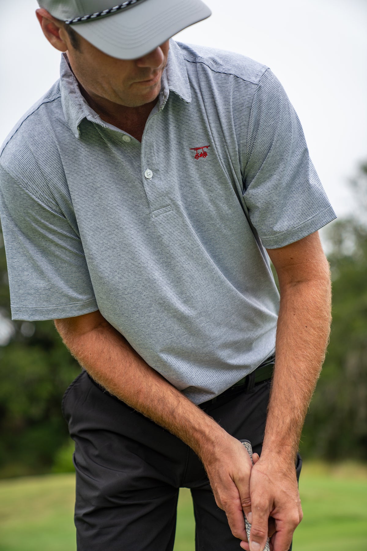 Albatross Polo - Heather Black Microstripes