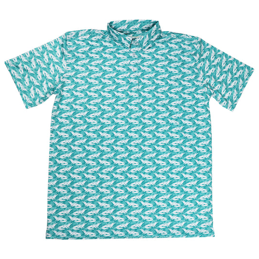 Youth Albatross Polo - Crocs And Gators All-Over Print on Lagoon