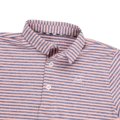 Albatross Youth Polo - Peach w/ Heather Royal Stripes