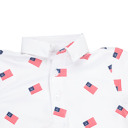 Albatross Youth Polo - White USA Flag
