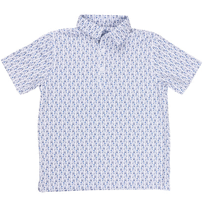 Albatross Youth Polo - White w/ All-Over Golf Print