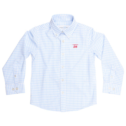 Youth Islander Button Down - White w/ Bell Checks
