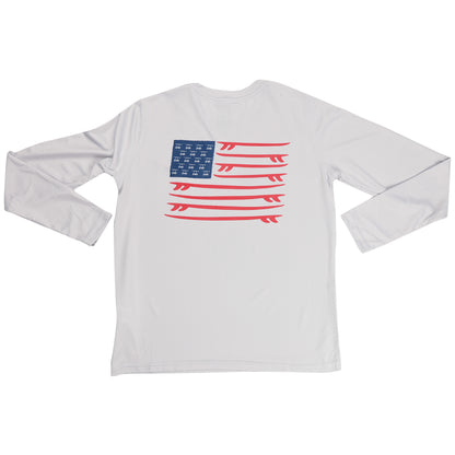 Youth Performance Long Sleeve Surfboard T-Shirt - Pearl Grey