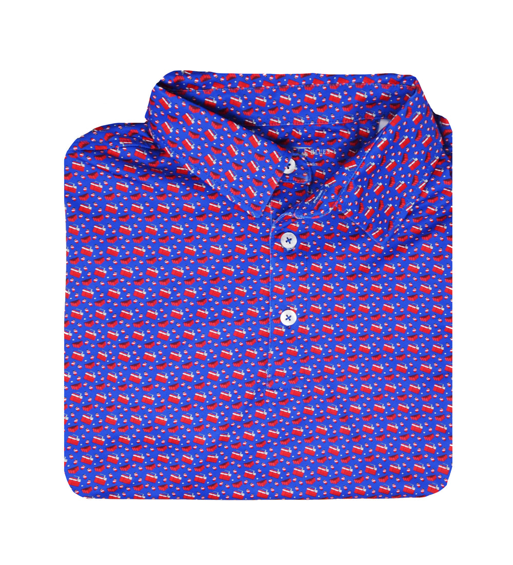 Albatross Polo - Royal w/ All-Over Cooler Pattern