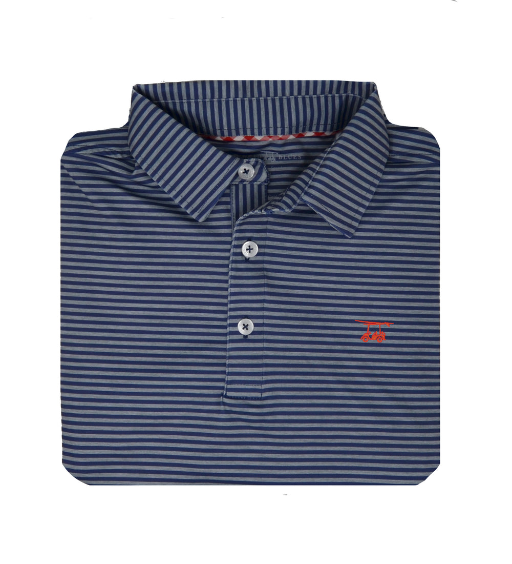 Albatross Polo - Heather Monument w/ Medieval Stripe