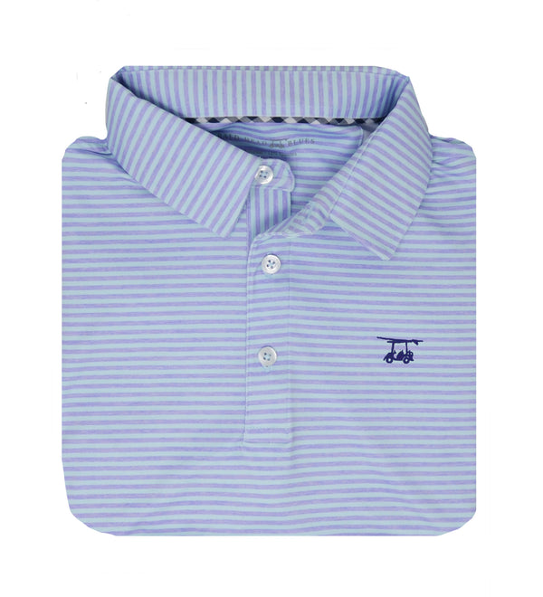 Albatross Polo - Heather Lavender w/ Seaglass Stripe