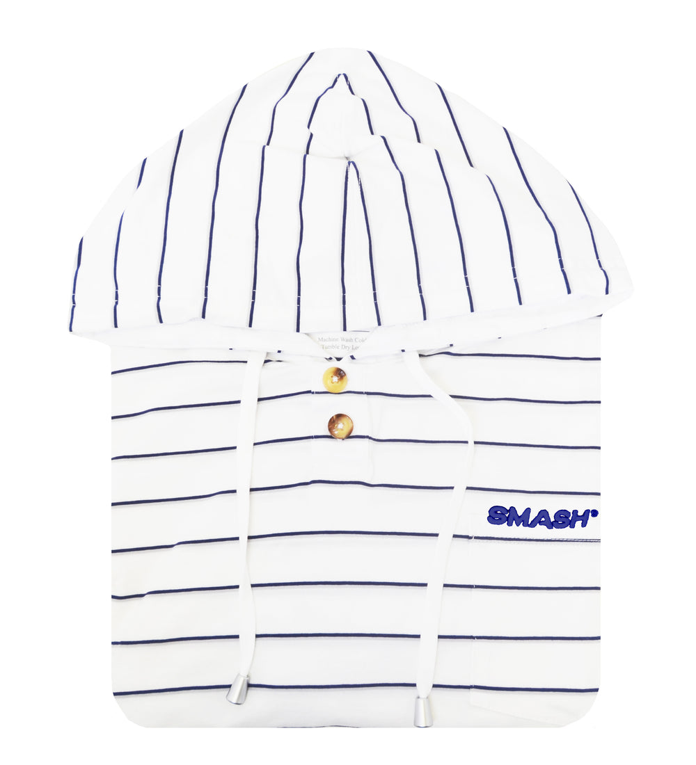 Smash Hoodie- White w/ Medieval/Grey Stripes