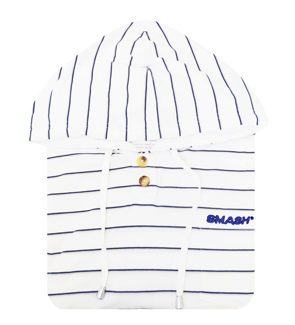 Smash Hoodie- White w/ Medieval/Grey Stripes