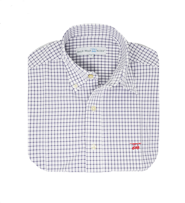 Islander Button Down - White w/ Medieval Check