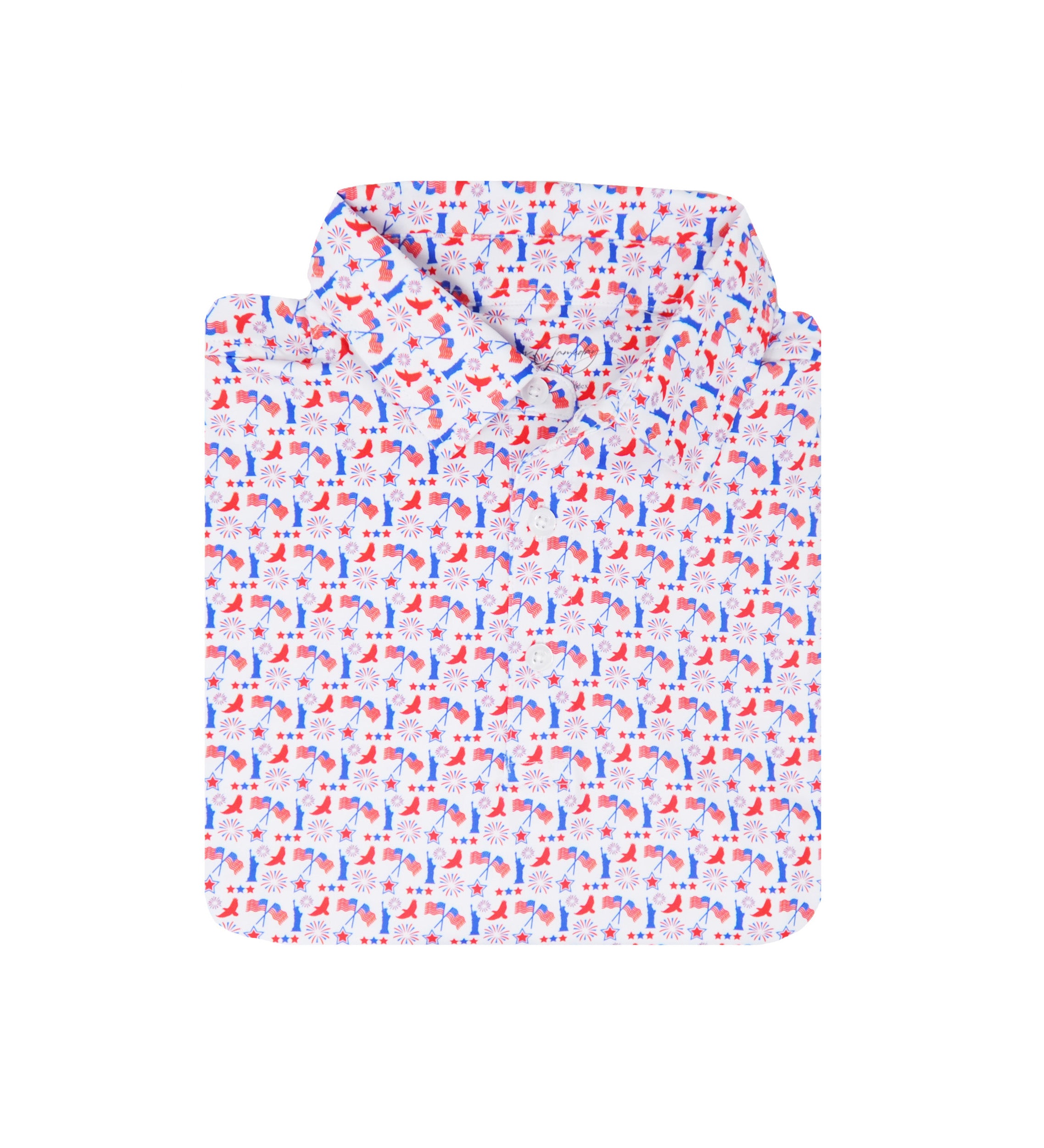 Albatross Youth Polo - White w/ Americana Print