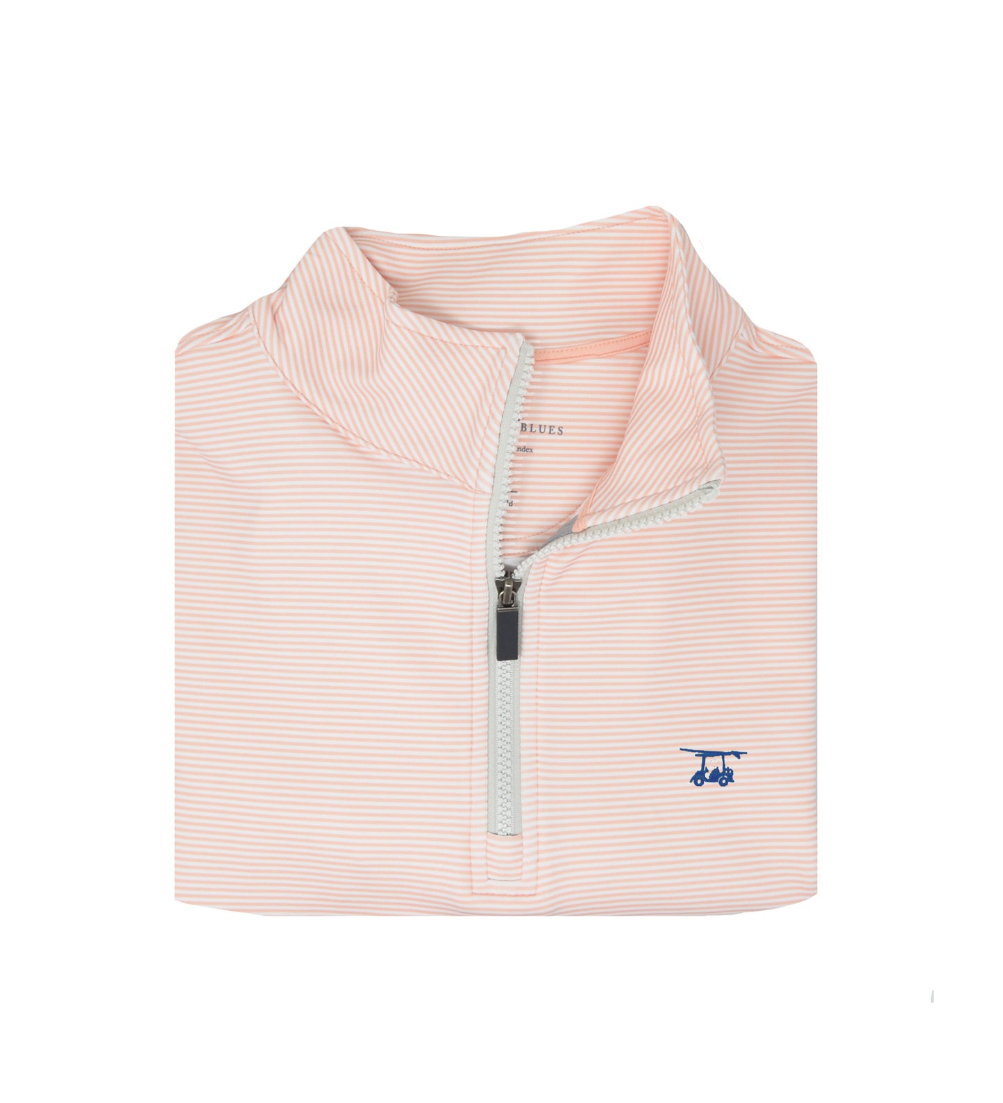 Youth Dogwood Quarter Zip - Peach/White Microstripe