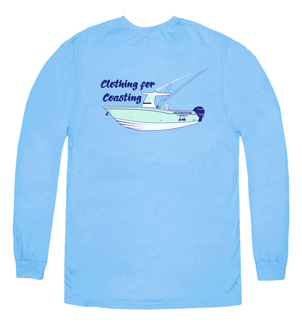 Island Tee - Long Sleeve Fishing Boat - Blue
